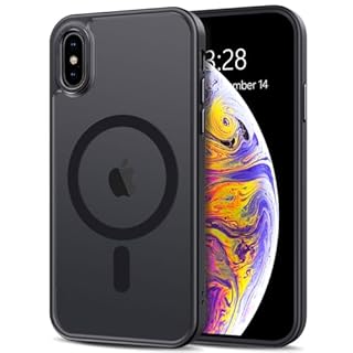 Anuck for iPhone X Case, for iPhone Xs Case Magnetic Phone Case Compatible with MagSafe, Soft TPU Bumper Hard Translucent Matte Back Slim Fit Shockproof Protective Cover for Men Women Girls - Black