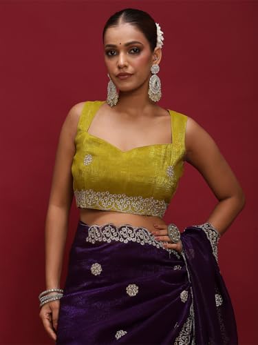 Image of AKHILAM Women's Tissue Embellished Saree With Unstitched Blouse Piece (RANI4701 RN Parent)