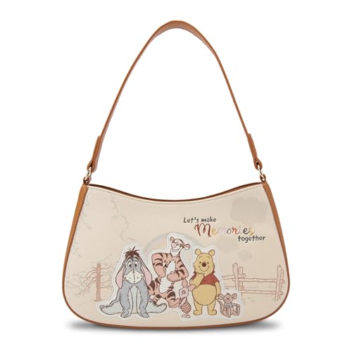 The Bradford Exchange Disney Winnie The Pooh Women's Cream Faux Leather Petite Handbag Adorned With Disney Art (Multicolor)