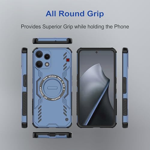 Image of amazon basics Back Case Cover for Nothing Phone 3a Lite | Magnetic Case with Built-in Metal Ring | Supports MagSafe Charger, Wallet & Car Mount | Shockproof Hybrid PC + TPU | Blue