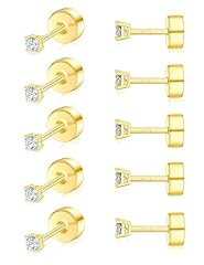 5 Pairs-2mm-14K Gold