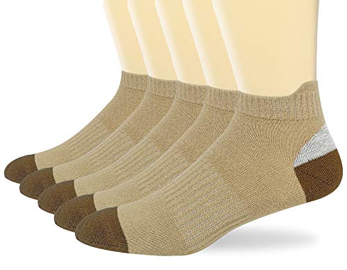 Haloyiyi Men's 5 Pack Low Cut Ankle Athletic Socks Performance Running Sports Socks (Beige, 10-13|Us Men's Shoe Size 6-10) #TOP23