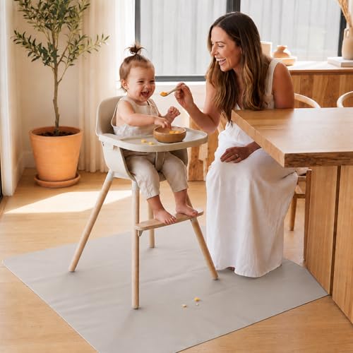 Image of Splat Mat for Under High Chair, Waterproof Washable High Chair Floor Mat | 51 inchx51 inch Reusable Splash Mat and Food Mat for Baby Meals, BLW, Crafts, Play. Non-slip Backing, Wipeable Floor Protector