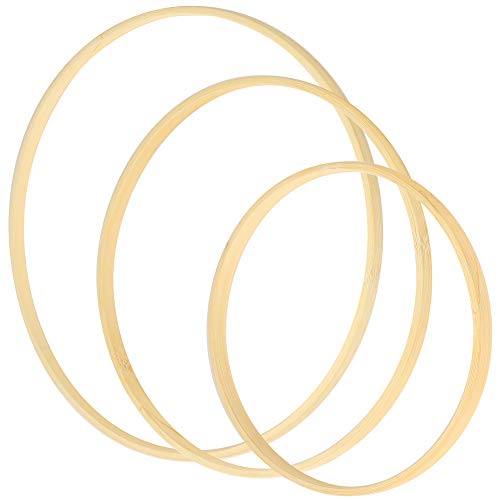 Sntieecr 3 Pack 3 Sizes Large Bamboo Floral Hoop Wreath Wooden Macrame Craft Hoops Dream Catcher Bamboo Rings For Diy Wedding Decorations Wreath And Wall Hanging Decors (12 Inch/ 14 Inch/ 16 Inch) #TOP7