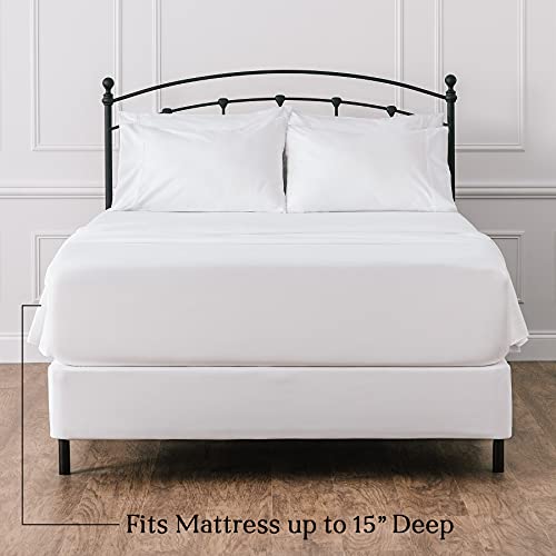 Chanasya Embossed White Queen Size Bed Sheets Set 4-Piece - Soft Stripe Diamond Pattern 1 Flat Sheet 1 Fitted Sheet 2 Pillowcases - Wrinkle Stain Resistant - Luxurious Microfiber Sheet - White - Queen #TOP3