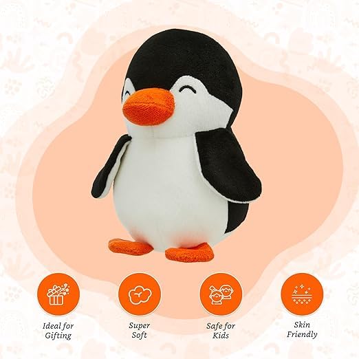 Image of Black Penguin 18cm - Soft Plush Stuffed Toy for Kids & Girlfriend, Soft Toy for Kids - Birthday Gift for Girls, Plush Toy Big Cuddly Hugging Bear, Gifts for Valentine's Day