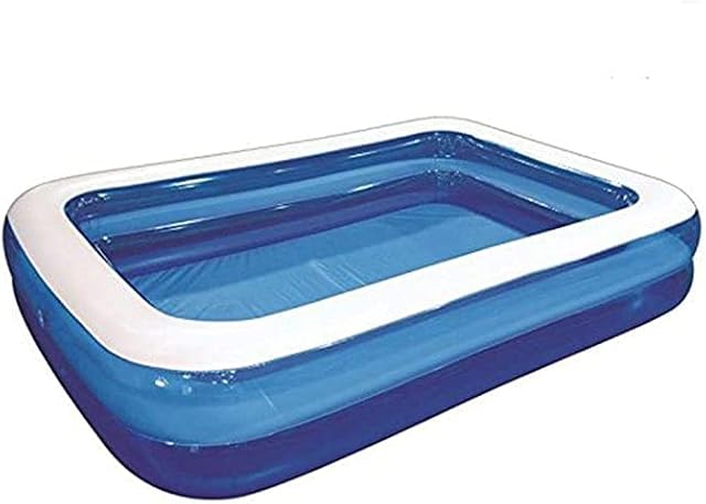 INFLATABLE JUMBO LARGE RECTANGULAR FAMILY OUTDOOR GARDEN PADDLING SWIMMING POOL WITH ELECTRIC 240 V SIDEWINDER PUMP - 103" X 69" X 20" 8 - 8.5 ft