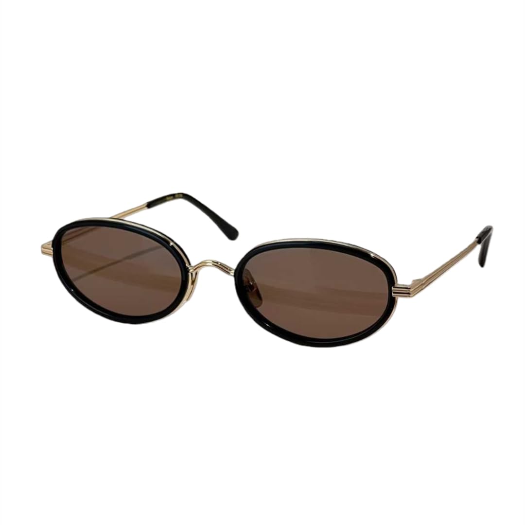 Gafas de sol con montura ovalada de metal, protección UV400, estilo retro.