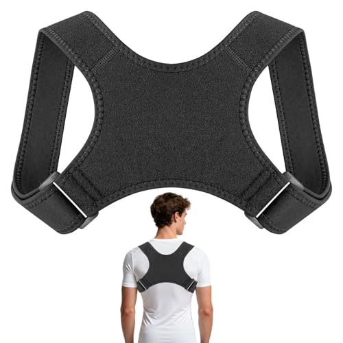 Grosion Posture Corrector Women Men,Adjustable back straightener posture corrector,Breathable Back Brace Posture Corrector,for Prevent Hunchback,Support for Neck, Shoulder(Black, L-XL)