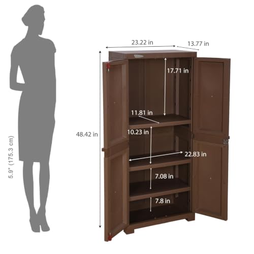 Image of Nilkamal Freedom FMM Wave Plastic Storage Cabinet|3-Year Warranty|Clothes Cupboard|Wardrobe|Almirah|for Home, Living Room, Bed Room|Adult & Kids|Rattan Dark Beige