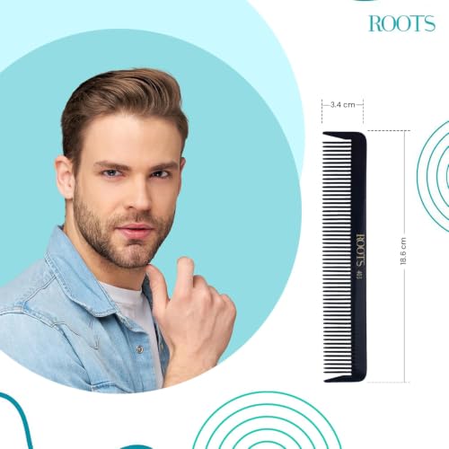 Image of ROOTS - Professional Hair Cutting Comb | Wide Teeth | Salon Grade - For Men & Women | Ideal for Sectioning & Colouring | Rounded Teeth prevent Hair & Scalp Damage | Length - 7.3 Inch | Model No. 403