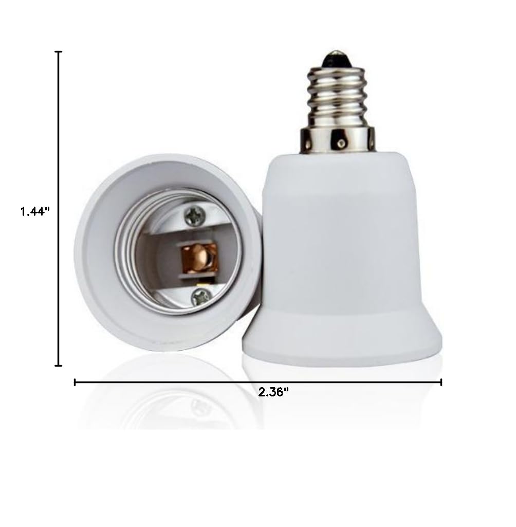 (PacK-12) FINELED E12 to E26 Adapter for LED Bulbs- Converts Candelabra Socket E12 to Edison Screw E26 Bulb Socket