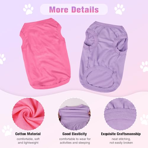 Winmany Sommer-Tanktop für kleine Hunde, für Mädchen und Jungen, Chihuahua, Shih Tzu, Zwergspitz-Shirts, Weste (Rosa + Lila, Größe XS), 2 Stück