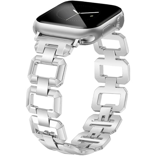 JR.DM �V���o�[�E�H�b�`�o���h �����p Apple Watch 38mm 40mm 41mm 42mm (S10/11) ��i�ȃh���b�V�[�u���X���b�g �f�U�C�i�[���^���`�F�[���X�g���b�v iWatch Series 11/10/9/8/7/6/5/4/