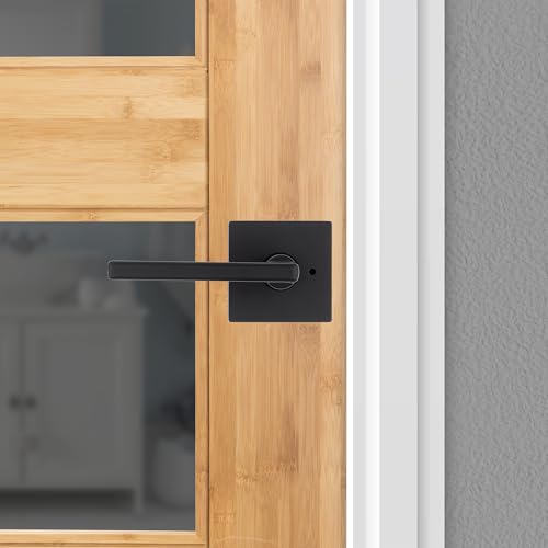 Image of Kwikset Halifax Interior Privacy Door Handle with Lock, Door Lever for Bathroom and Bedroom, Matte Black, Reversible Keyless Turn Lock, with Microban Protection, 10 Pack