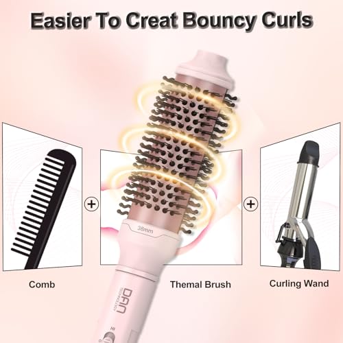 Image of Thermal Brush,1.5 inch Heated Round Brushes,Non-Blowing Heated Brush,Dual Voltage CurlingBrush,Dual PTC Fast Style HeatedBrush,Ceramic Thermal RoundBrush Makes Hair Shinier & Smoother,Pink