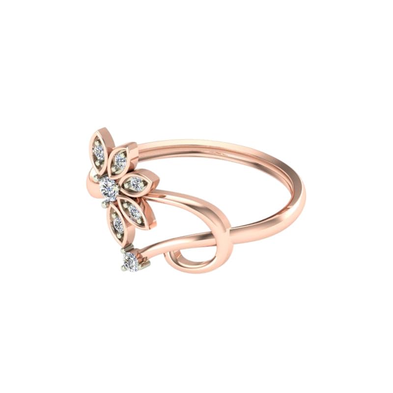 Image of DISHIS 18K(750) /14K(585) Rose Gold Diamond Flower Ring for Women