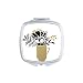 Flower Leaves Vase Gold Quote Mirror Square Portable Hand Pocket Makeup