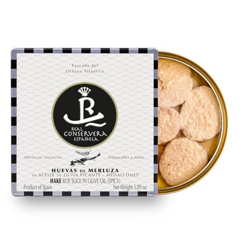 Medallones de Huevas de Merluza en Aceite de Oliva - Origen 'Rías Gallegas' (PICANTES) Real Conservera Española