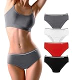 SO-EN Women's Bikini Cotton Blend Underwear, Assorted color, Pack of 6. (BBCZ6-476) (US, Alpha, Medium, Regular, Regular, Assorted)