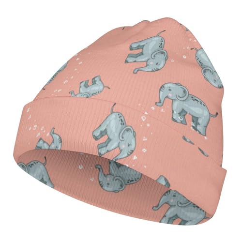 Cute Cartoon Elephant Pattern Kids Beanie Hat for for Girls Boys Children Cap Winter Knitted Chemo Cancer Headwear Accessories Gifts Decoration Black