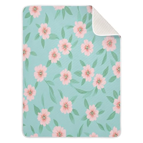 Burbuja Pink Flowers Baby Blanket for Boys Girls, Nursery Soft Warm Swaddling Receiving Baby Blankets, 30x40 in Toddler Blanket
