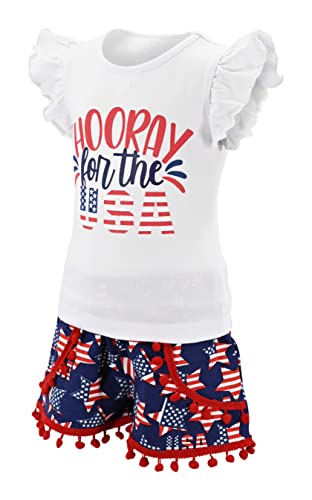 Image of Unique Baby Girls Toddler Big Kid Sleeveless Tank with Pom Pom 2pc Shorts Set Outfit