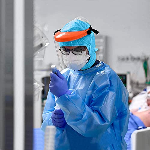 Amz Medical Supply Disposable Hood Caps One Size, Pack Of 100 Blue Polypropylene Hooded Caps With Elastic Edge, Non-Woven Full Face Hair Net, Breathable Surgical Hair And Beard Cover For Food Industry #TOP4