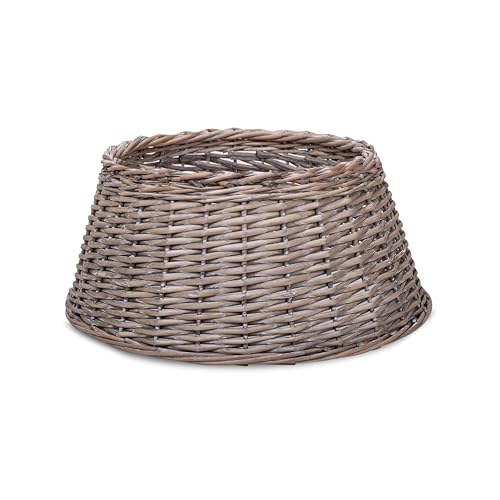 Natural Wicker Christmas Tree Skirt Xmas Stand Cover Xmas Decoration Basket (S)