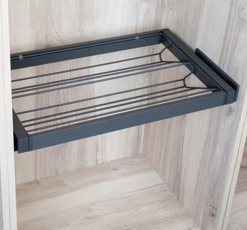 AZERODESIGN Organizzatore Scarpe Estraibile Per Armadio - Modulo Da 60 Cm, Fondo 45 Cm, Colore Antracite Con Guida Soft Closing