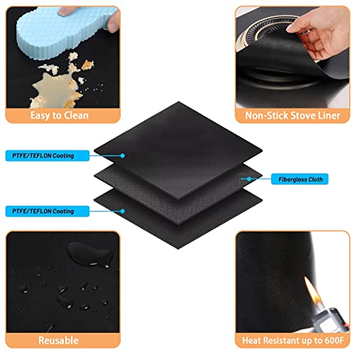 GFPGYQ Stove Guards Cover Reusable Stove Top Protector for Gas Range, Non-Stick Gas Stove Liners Mat Protectors with 2PCS 21in Stove Gap Covers, Washable Gas Stove Burner Cover, Black - Thumbnail 5