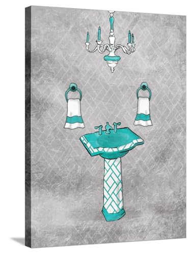 ART.COM Stretched Canvas Print Teal Chip Mate Borderless by Jace Grey, 24" x 32"
