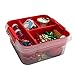 Simplify 5 Compartment Gift Supply Storage Box | 2 Tier Box | Red | Clear Top Lid | Dimensions: 9.5