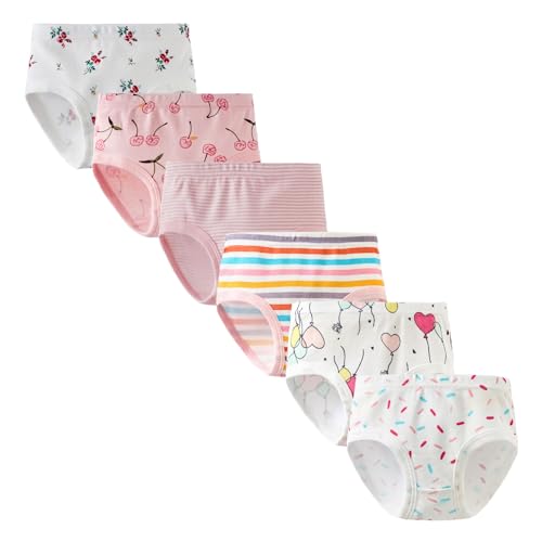 6 Pack Girls Briefs Cotton Underwear Toddler Panties Birthday Gift Assorted Age 2-10Y Kids
