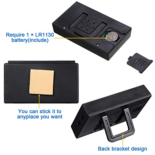 Image of Frienda 24 Pieces Mini Digital Clock Small Digital Clock Stick on Battery Operated Self Adhesive Bracket for Car Dashboard Fridge (Black)