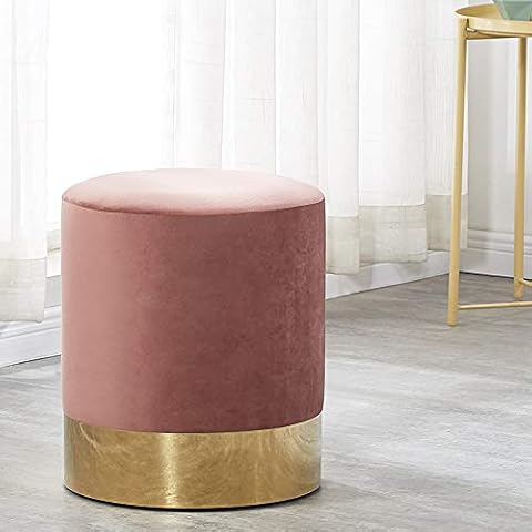 P&N Homewares® Dolce velvet Pouffe - PINK | Velvet Upholstered | Modern Round Pouffe | Bedroom & Living Room Furniture Cover