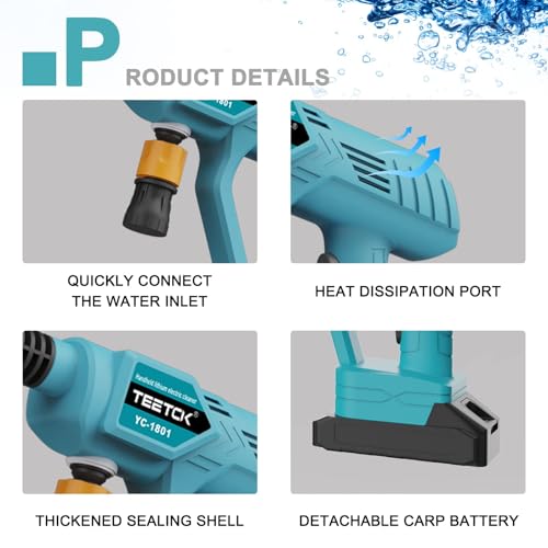 Accu-hogedrukreiniger, vervanging voor Makita 18V accu BL180, voor het wassen van grasland - Afbeelding 6