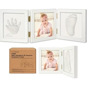 Baby Shower Gifts for Boys, Girls – Baby Hand and Footprint Kit, Newborn Handprint Kit, Keepsake Photo Frame, Nursery Picture Frame, Gender-Neutral Newborn Keepsake Gifts (Alpine White)