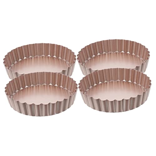 Garneck 2sets Heavy Duty Carbon Steel Tart Pans Non-stick Surface for Baking Pies Cakes and Quiches 2pcs*2