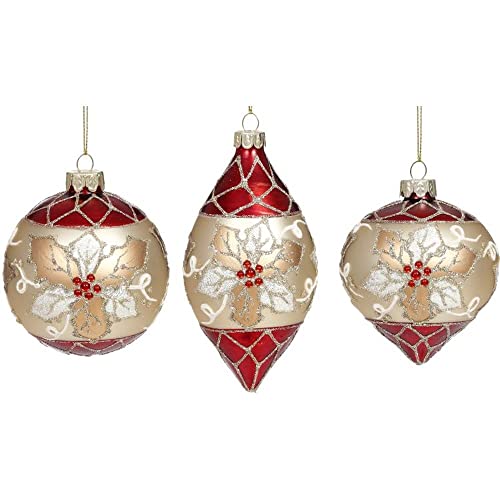 Mark Roberts Christmas 2023 Sparkling Poinsettia Ornament, 3-5'' Assortment of