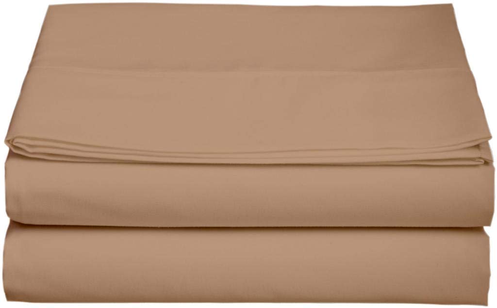 3 Piece Set, Queen Size Pure Cotton 800 Thread Count 3 PCs Set, 1 Piece Flat Sheet and 2 Pillowcase (Taupe, Queen)