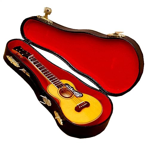 ZAMASS Musical Ornaments Decoration Miniature Wooden Guitar Model Mini Guitar Musical Instrument Ornaments with Case and Stand (Color : 10cm)