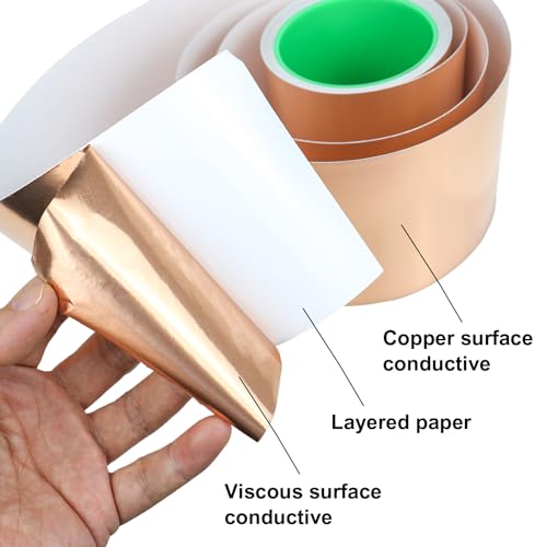Image of BOMEI PACK Copper Tape 6inch x 66ft with Conductive Adhesive for Guitars and Shielding, Slugs,Stained Glass, Electrical Repairs, Grounding,1 Pack