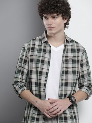 Image of The Indian Garage Co Men Regular Fit Checkered Full Sleeves Cutaway Collar Casual Shirt