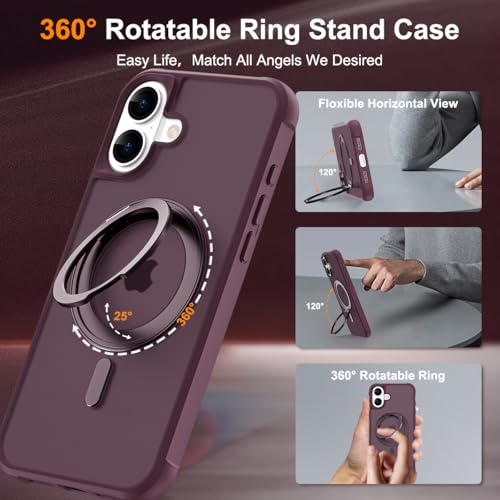 Image of Compatible with iPhone 16 Case with Stand 6.1 inch,Wine Red