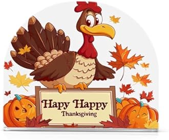 Napkin Holder, Clear Acrylic Paper Napkin Holders Autumn Fall Thanksgiving Turkey Pumpkin Tissue Box Dispenser Stand Tabletop Space Saver Upright Napkin Towel Holders for Kitchen Restaurant Home Decor