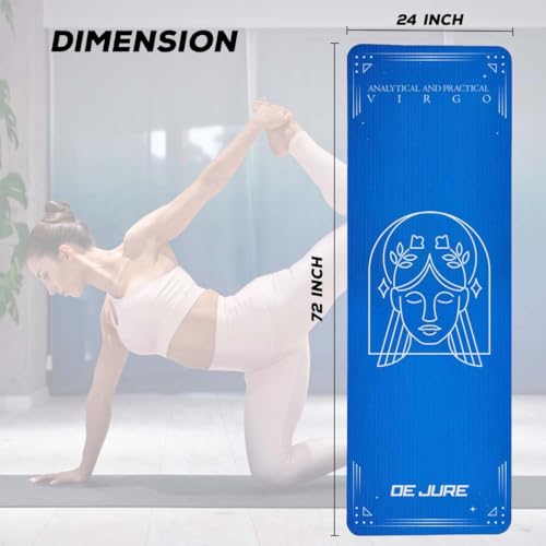 Image of De Jure Fitness Yoga Mat for Women and Men, 10mm Extra Thick Non-Slip NBR Exercise Mat for Yoga, Pilates, Gym & Floor Workouts - with Carry Strap - Virgo