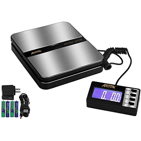Acteck 150LB x 0.1 OZ Extended Display Digital Shipping Postal Scale with AC Adapter, Black Cover
