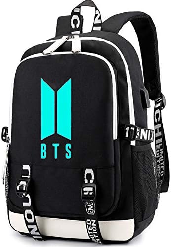 Hangyuan BTS Luminous Backpack with USB Charging Port, School Backpack, College School Bookbag Lightweight Laptop Bag Back to School