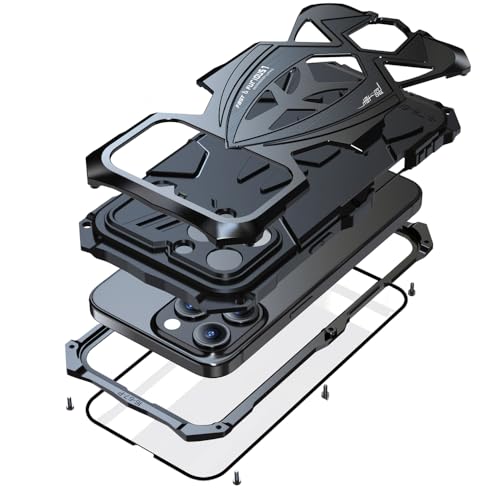 Lunivop for iPhone 16 Pro Max Case Heavy Duty Protection Rugged Screw Full Body Military Grade Metal Bumper Rubber with Hard Durable Phone Cases Cover 2024 Black
